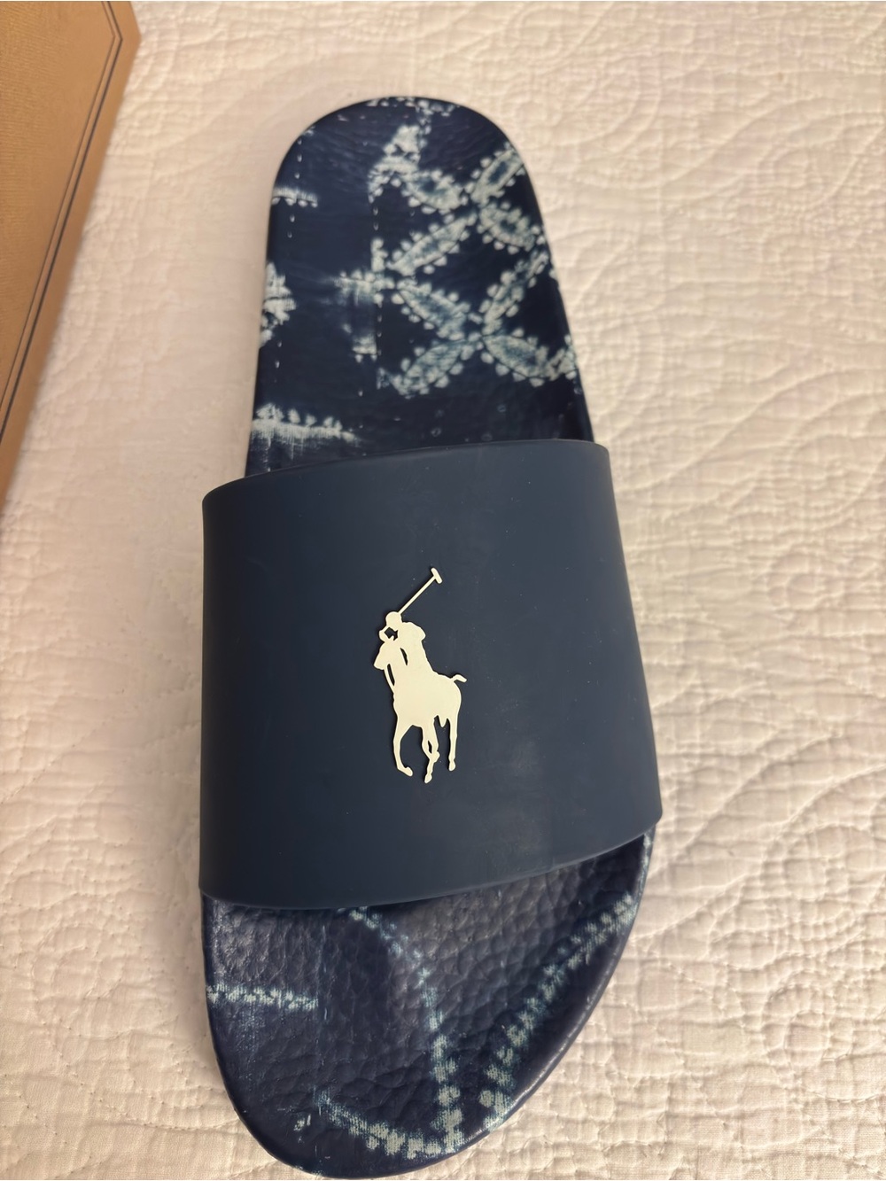 Polo by Ralph Lauren Navy Slide Sandals with White Pony Logo